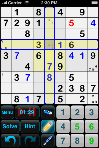 Sudoku Magic Playing Screen
